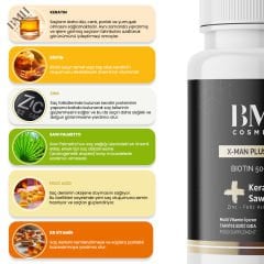 BMH X-Man Plus Saç Güçlendirici Tablet 60 Adet ( Keratin + Saw Palmentto )
