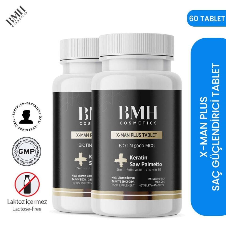 BMH X-Man Plus Saç Güçlendirici Tablet 60x2 Adet ( Keratin + Saw Palmetto )